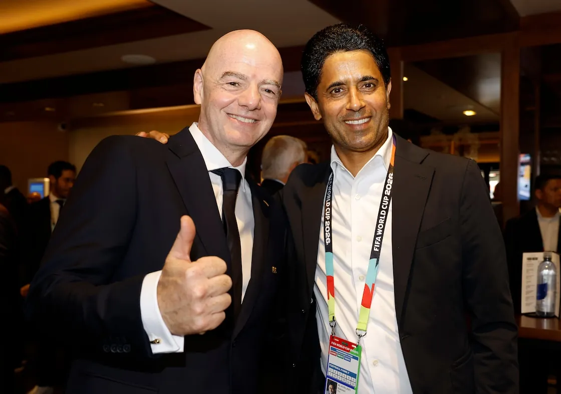 Nasser Al-Khelaifi en Gianni Infantino.